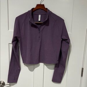 Z by Zella Cropped Purple Women's Long Sleeve Half Zip Top Sz XL